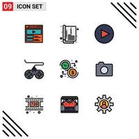 Stock Vector Icon Pack mit 9 Zeilenzeichen und Symbolen für Zeit-Dollar-Pfeil-Budget-Spiel editierbare Vektordesign-Elemente