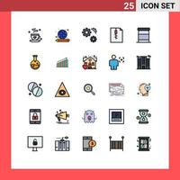 Stock Vector Icon Pack mit 25 Zeilenzeichen und Symbolen für Konserven Babykonfiguration Zip-Archiv editierbare Vektordesign-Elemente