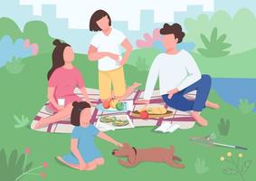 familjens picknick i parken vektor