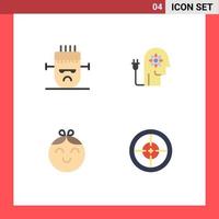 uppsättning av 4 kommersiell platt ikoner packa för frankenstein bebis mask öka flicka redigerbar vektor design element