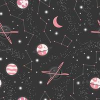 Universum mit Planeten und Sternen nahtloses Muster vektor