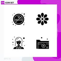 Solid Icon Set Packung mit 4 Glyphen-Icons isoliert auf weißem Hintergrund für Web-Print und mobile kreative schwarze Icon-Vektor-Hintergrund vektor