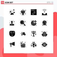uppsättning av 16 modern ui ikoner symboler tecken för servitör assistent redigera telefon produktivitet redigerbar vektor design element