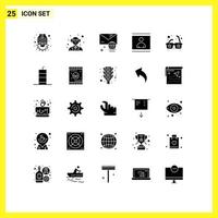 Satz von 25 modernen ui-Symbolen Symbole Zeichen für Sonnenbild E-Mail-Fotobild editierbare Vektordesign-Elemente vektor