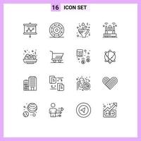 16 kreativ ikoner modern tecken och symboler av äta sallad blomma skydd internet redigerbar vektor design element