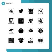 16 solides Glyphenkonzept für mobile Websites und Apps Halloween-Swing-Food-Park-Service editierbare Vektordesign-Elemente vektor