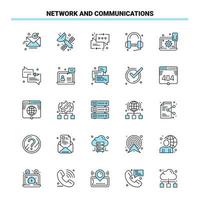 25 Netzwerk und Kommunikation Schwarz-Blau-Icon-Set kreatives Icon-Design und Logo-Vorlage kreativer schwarzer Icon-Vektor-Hintergrund vektor