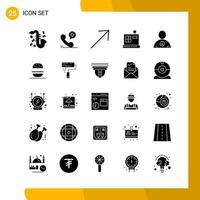 25 Icon Set Solid Style Icon Pack Glyphensymbole isoliert auf weißem Hintergrund für reaktionsschnelle Website, die kreativen schwarzen Icon-Vektorhintergrund entwirft vektor