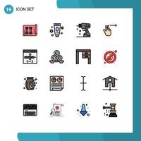 Aktienvektor-Icon-Pack mit 16 Zeilenzeichen und Symbolen für den Browser rechts Frau Geste Werkzeug editierbare kreative Vektor-Design-Elemente vektor