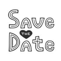 Save the Date Einladungskarten-Svg-Vorlage mit moderner Kalligrafie isoliert auf weißem Hintergrund. handgeschriebener Schriftzug. handgezeichnete Designelemente. vektor