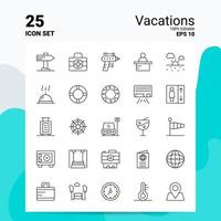 25 Urlaub-Icon-Set 100 bearbeitbare Eps 10 Dateien Business-Logo-Konzept-Ideen-Line-Icon-Design vektor