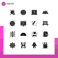 16 kreativ ikoner modern tecken och symboler av strategi tallar klot träd camping redigerbar vektor design element