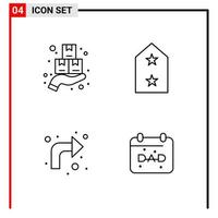 4 allmän ikoner för hemsida design skriva ut och mobil appar 4 översikt symboler tecken isolerat på vit bakgrund 4 ikon packa kreativ svart ikon vektor bakgrund