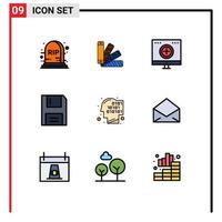 9 kreative Symbole moderne Zeichen und Symbole von binären Floppy-Computerelektronikgeräten bearbeitbare Vektordesign-Elemente vektor