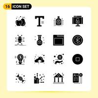 16 kreative Symbole für modernes Website-Design und ansprechende mobile Apps 16 Glyphensymbole Zeichen auf weißem Hintergrund 16 Symbolpaket kreativer schwarzer Symbolvektorhintergrund vektor