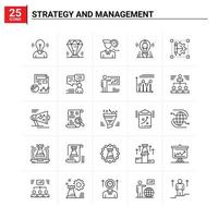 25 Strategie- und Managementsymbole setzen Vektorhintergrund vektor
