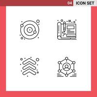 Packung mit 4 kreativen Filledline-Flachfarben von Orbit-Pfeil-Satellitentechnik bis editierbare Vektordesign-Elemente vektor