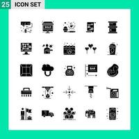 Packung mit 25 soliden Stil-Icon-Set Glyphen-Symbolen für den Druck kreative Zeichen isoliert auf weißem Hintergrund 25 Icon-Set kreativer schwarzer Icon-Vektor-Hintergrund vektor