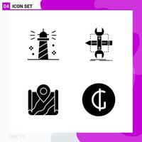 Solid Icon Set Packung mit 4 Glyphen-Icons isoliert auf weißem Hintergrund für Web-Print und mobile kreative schwarze Icon-Vektor-Hintergrund vektor