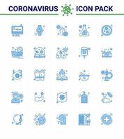 covid19 Corona-Virus-Kontaminationsprävention blaues Symbol 25 Pack wie Keimforschung Covid-Laborbakterien Virus-Coronavirus 2019nov-Krankheitsvektor-Designelemente vektor