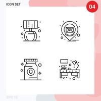 Gruppe von 4 gefüllten flachen Farbzeichen und Symbolen für bearbeitbare Vektordesign-Elemente für den E-Mail-Schreibtisch der Hausapotheke vektor