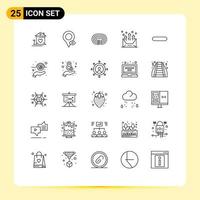 Stock Vector Icon Pack mit 25 Linienzeichen und Symbolen für Briefkommunikationszeiger Pfeilspur editierbare Vektordesign-Elemente