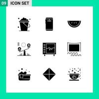 Aktienvektor-Icon-Pack mit 9 Zeilenzeichen und Symbolen für Gesundheitslift-Rücken-Wippe-Balance editierbare Vektordesign-Elemente vektor