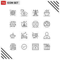 16 kreativ ikoner modern tecken och symboler av farlig biohazard signal kemisk skål redigerbar vektor design element