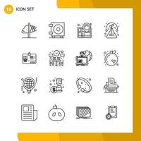 16 Icon Set Line Style Icon Pack Umrisssymbole isoliert auf weißem Hintergrund für responsive Website, die kreativen schwarzen Icon-Vektorhintergrund entwirft vektor