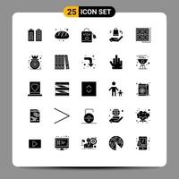25 universelle solide Glyphenzeichen Symbole für Plug-Building-Hängetaschen-Einkaufstasche und bearbeitbare Vektordesign-Elemente vektor