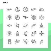 Set von Space Line Icon Set 25 Icons Vektor Minimalismus Stil Design schwarze Icons Set lineares Piktogrammpaket