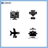 piktogram uppsättning av 4 enkel fast glyfer av e-handel flyg uppkopplad framsteg transport redigerbar vektor design element