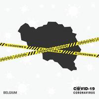 belgienlandkarte sperrvorlage für coronavirus-pandemie zum stopp der virusübertragung covid 19 bewusstseinsvorlage vektor