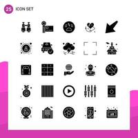 Glyphen-Icon-Set Packung mit 25 soliden Icons isoliert auf weißem Hintergrund für responsives Website-Design Print und mobile Anwendungen kreativer schwarzer Icon-Vektor-Hintergrund vektor