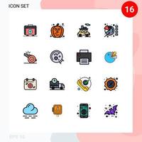 Piktogrammsatz aus 16 einfachen, flachen, farbgefüllten Linien von Schiedsrichterstatistiken Auto-Kreisdiagramm editierbare kreative Vektordesign-Elemente vektor