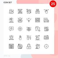 gruppe von 25 zeilen zeichen und symbole für postkommunikation rechnung e-mail meer editierbare vektordesignelemente vektor