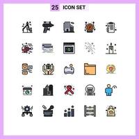 Lager Vektor Icon Pack mit 25 Zeilenzeichen und Symbolen für Seiten Zwischenablage Büro zurück zum Schulraum editierbare Vektordesign-Elemente