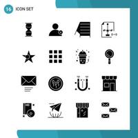 Vektorpaket mit 16 Glyphensymbolen Solid Style Icon Set auf weißem Hintergrund für Web und Mobile Creative Black Icon Vektor Hintergrund