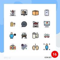 Aktienvektor-Icon-Pack mit 16 Zeilenzeichen und Symbolen für bearbeitbare kreative Vektordesign-Elemente für iPhone-Handy-Geschenk-Smartphone-Produkte vektor