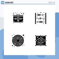 piktogram uppsättning av 4 enkel fast glyfer av väska jord kontor bebis konst redigerbar vektor design element