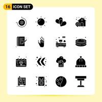 16 kreative Symbole für modernes Website-Design und ansprechende mobile Apps 16 Glyphensymbole Zeichen auf weißem Hintergrund 16 Symbolpaket kreativer schwarzer Symbolvektorhintergrund vektor