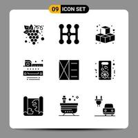 9 schwarze Symbolpaket-Glyphensymbole Zeichen für ansprechende Designs auf weißem Hintergrund 9 Symbole setzen kreativen schwarzen Symbolvektorhintergrund vektor