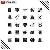 25 universell fast glyf tecken symboler av branding frakt kulle lastbil bil redigerbar vektor design element
