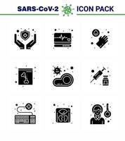 korona virus 2019 och 2020 epidemi 9 fast glyf svart ikon packa sådan som virus kött medicinsk mat röntgenstråle viral coronavirus 2019 nov sjukdom vektor design element