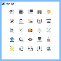 25 flaches Farbkonzept für mobile Websites und Apps Diamond Building Check Architecture View editierbare Vektordesign-Elemente vektor