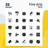25 Fine Arts Icon Set 100 bearbeitbare eps 10 Dateien Business Logo Konzeptideen solides Glyphen-Icon-Design vektor