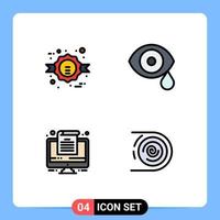 Stock Vector Icon Pack mit 4 Zeilen Zeichen und Symbolen für Black Friday Computer Sale Lab Office editierbare Vektordesign-Elemente