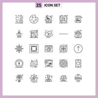 25 Zeilenpaket für die Benutzeroberfläche mit modernen Zeichen und Symbolen für die Speicherung von Festplatten-Webdesigndaten, bearbeitbare Vektordesignelemente vektor