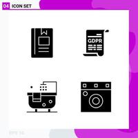 Solid Icon Set Packung mit 4 Glyphen-Icons isoliert auf weißem Hintergrund für Web-Print und mobile kreative schwarze Icon-Vektor-Hintergrund vektor