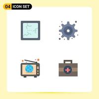 Stock Vector Icon Pack mit 4 Zeilenzeichen und Symbolen für defekte Nachrichten Zahnrad-Web-Kit editierbare Vektordesign-Elemente